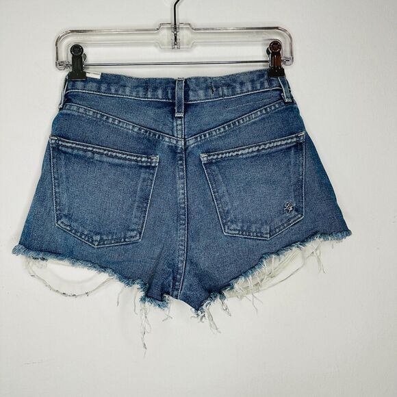 Lovers & Friends Axel Jean Distressed Cut Off High Rise Short Conrad Wash 25 - Picture 7 of 16